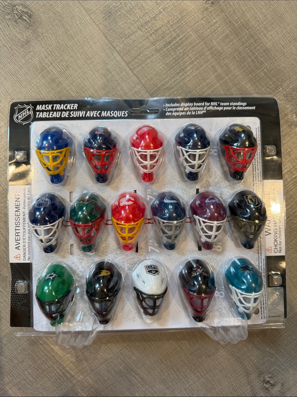 NHL Mini Mask Tracker Set - Blue Red White Yellow Green Black Teal